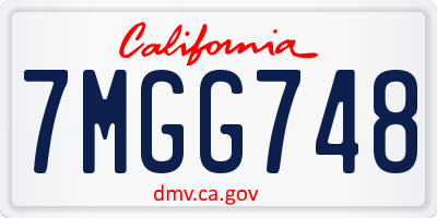 CA license plate 7MGG748