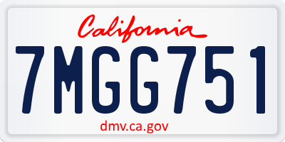 CA license plate 7MGG751