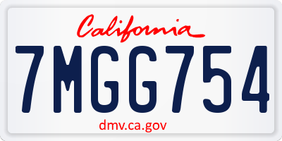 CA license plate 7MGG754