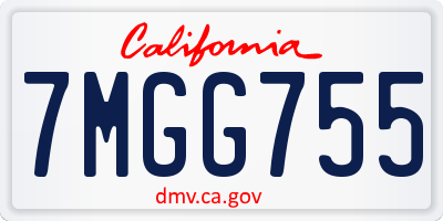 CA license plate 7MGG755