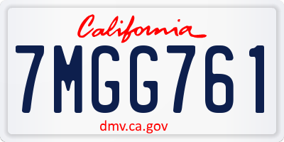 CA license plate 7MGG761