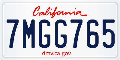 CA license plate 7MGG765