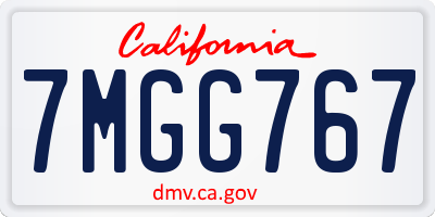 CA license plate 7MGG767