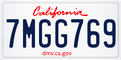 CA license plate 7MGG769
