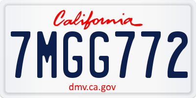 CA license plate 7MGG772