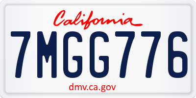 CA license plate 7MGG776