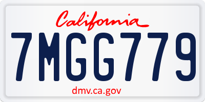 CA license plate 7MGG779