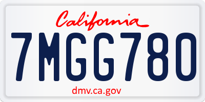 CA license plate 7MGG780