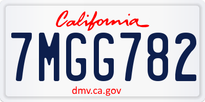 CA license plate 7MGG782