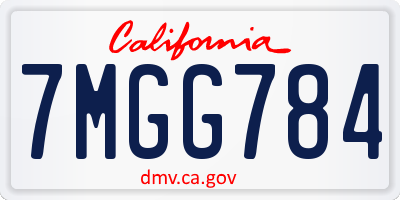 CA license plate 7MGG784