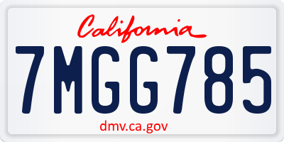 CA license plate 7MGG785