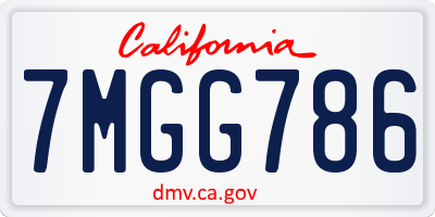 CA license plate 7MGG786