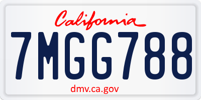 CA license plate 7MGG788