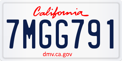 CA license plate 7MGG791