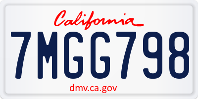 CA license plate 7MGG798