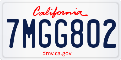 CA license plate 7MGG802