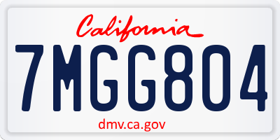 CA license plate 7MGG804