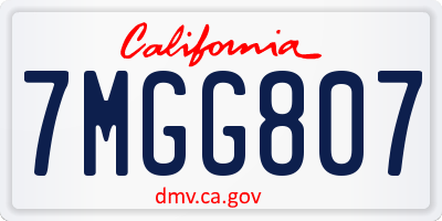 CA license plate 7MGG807
