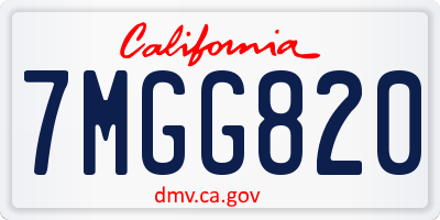 CA license plate 7MGG820