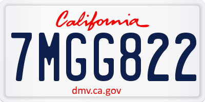 CA license plate 7MGG822