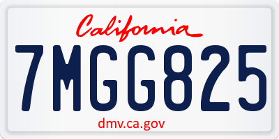 CA license plate 7MGG825