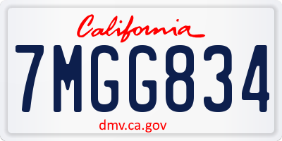 CA license plate 7MGG834