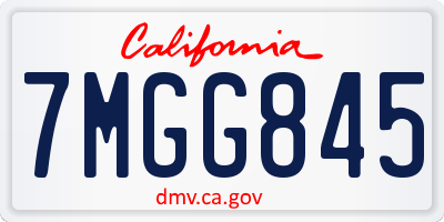 CA license plate 7MGG845