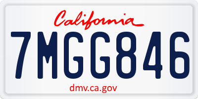 CA license plate 7MGG846