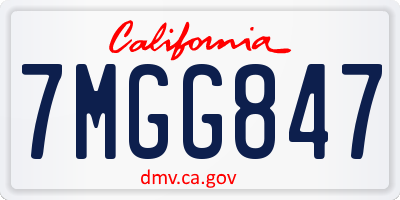 CA license plate 7MGG847