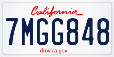 CA license plate 7MGG848