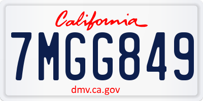 CA license plate 7MGG849