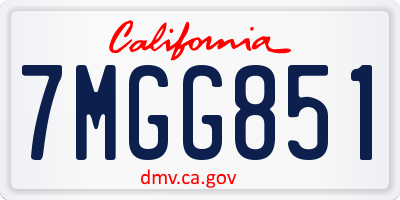 CA license plate 7MGG851