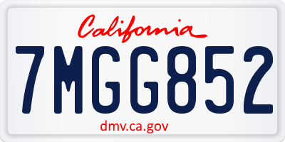 CA license plate 7MGG852