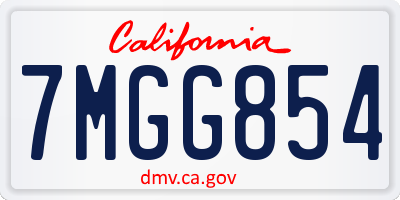CA license plate 7MGG854