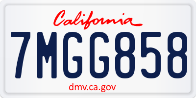CA license plate 7MGG858