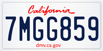 CA license plate 7MGG859