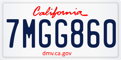 CA license plate 7MGG860