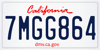 CA license plate 7MGG864