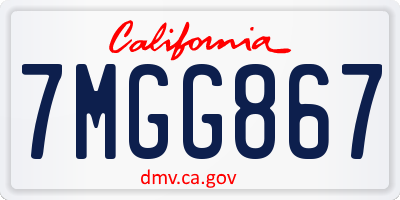 CA license plate 7MGG867