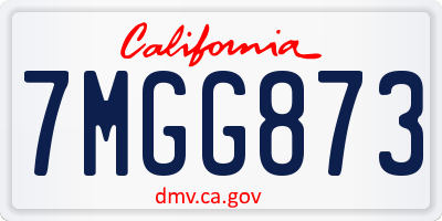 CA license plate 7MGG873