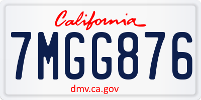 CA license plate 7MGG876