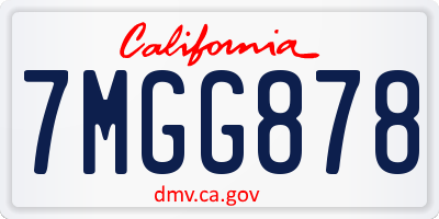 CA license plate 7MGG878