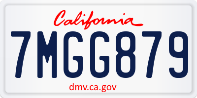 CA license plate 7MGG879