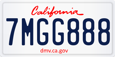 CA license plate 7MGG888