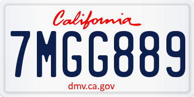 CA license plate 7MGG889