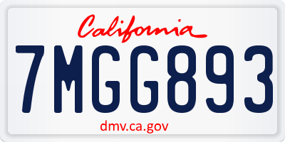 CA license plate 7MGG893