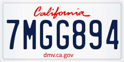 CA license plate 7MGG894