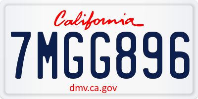 CA license plate 7MGG896
