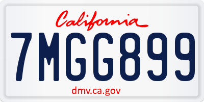 CA license plate 7MGG899