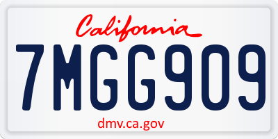 CA license plate 7MGG909